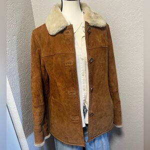 Vintage Canvas brand Suede Sherpa Jacket- Size Small